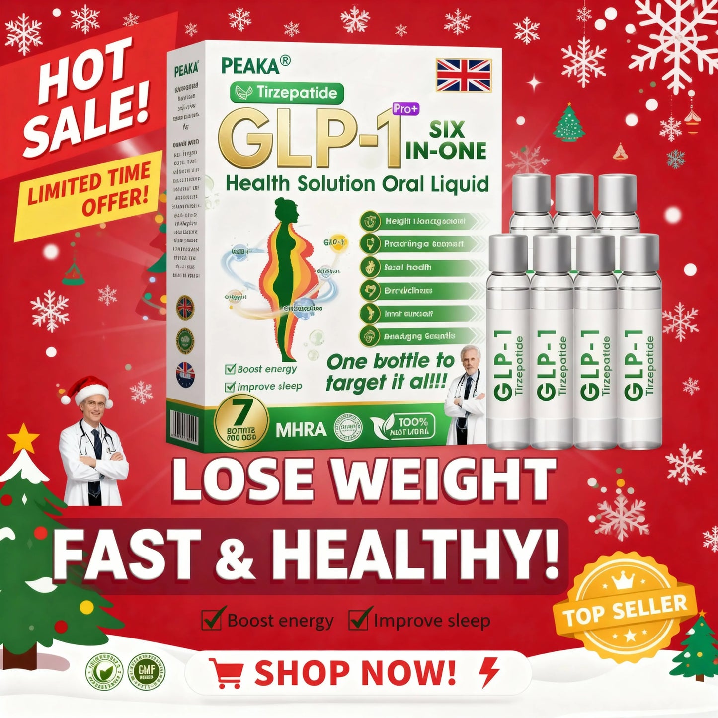 Christmas Special Offer 𝟖𝟎% 𝐎𝐅𝐅 🎄🎁 | Official UK 🇬🇧 Store — 𝐏𝐄𝐀𝐊𝐀® 𝐆𝐋𝐏-𝟏 𝐓𝐢𝐫𝐳𝐞𝐩𝐚𝐭𝐢𝐝𝐞 𝐒𝐢𝐱-𝐢𝐧-𝐎𝐧𝐞 𝗦𝗹𝗶𝗺 & 𝑯𝒆𝒂𝒍𝒕𝒉 𝑶𝒓𝒂𝒍 𝑺𝒐𝒍𝒖𝒕𝒊𝒐𝒏, GIP and GLP-1 Dual-Action Weight Loss Solution, One Bottle Daily, Results in 7 Days🎊🛒